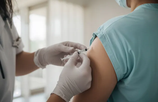 Healthcare professional administering a vaccine